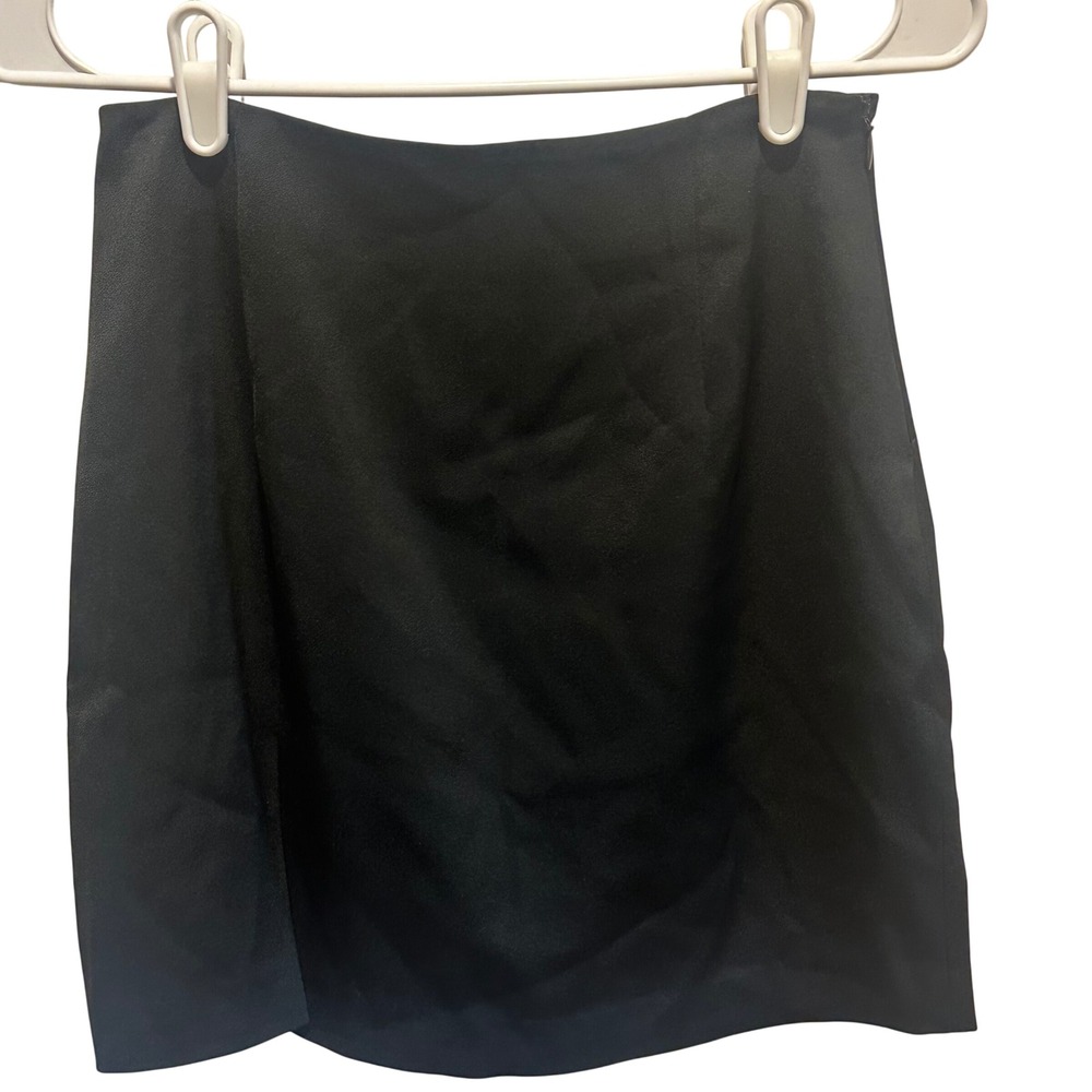 NWT ATOIR Revolve Women Black Satin Mini Skirt Side Slit Solid Minimalist Size 4